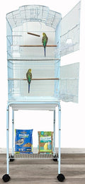 66-Inch Open Top Flight Bird Home Cage for Cockatiel Quaker Parrot Sun Parakeet Green Cheek Conures Finch Budgie Lovebird Parrotlet Canary Finch Pet Bird with Side Nest Doors Removable Rolling Stand