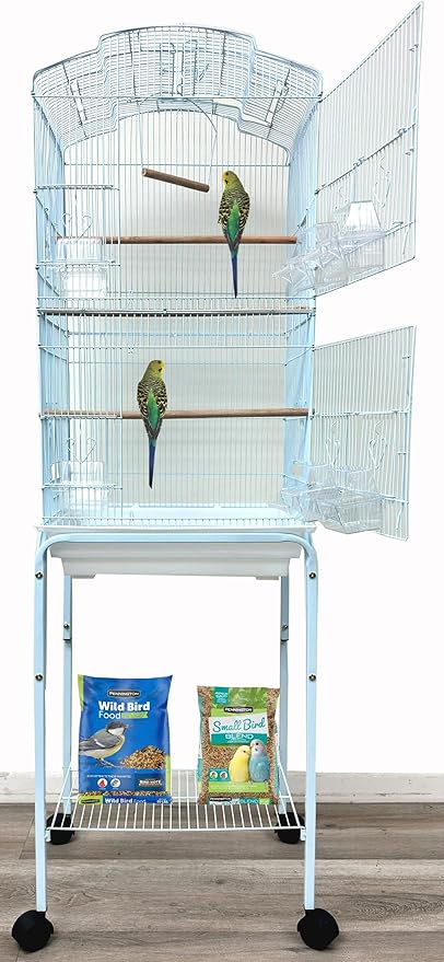 66-Inch Open Top Flight Bird Home Cage for Cockatiel Quaker Parrot Sun Parakeet Green Cheek Conures Finch Budgie Lovebird Parrotlet Canary Finch Pet Bird with Side Nest Doors Removable Rolling Stand