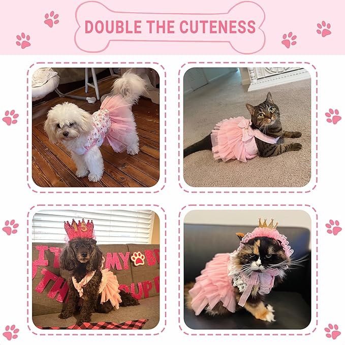 Dog Dresses, Fashion Pet Dog Clothes, Striped Mesh Puppy Dogs Princess Dresses (Purple/Pink(4pack), Small)
