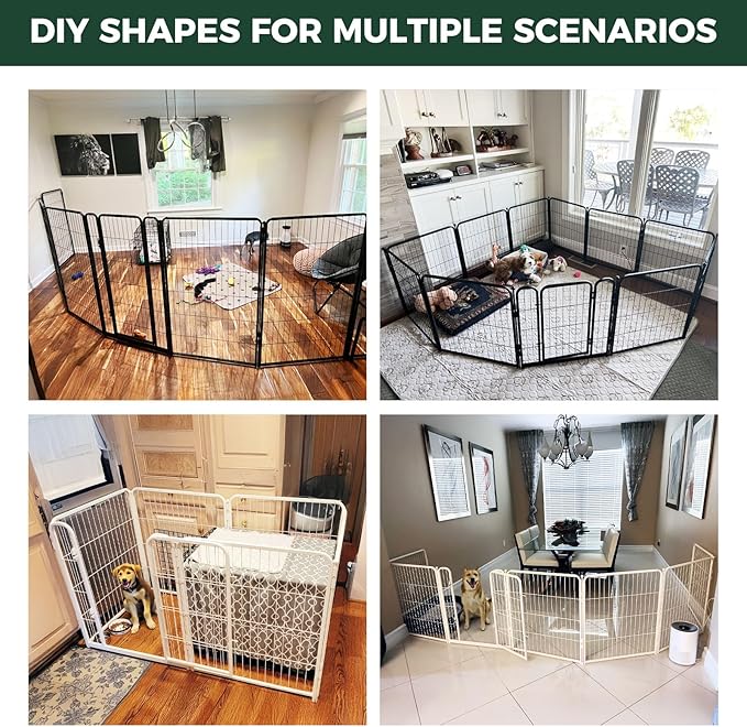 FXW Homeplus Unleashed Indoor Dog Playpen - Stress-Free and Safe Play, Heavy Duty 45 Inch 12 Panels Dog Pen for Large Dogs, Black│Patented