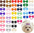 40 Pcs Hair Bows for Dogs, 2 Inches Small Puppy Hair Bows with Rubber Bands Dog Hairs Clips for Yorkie Doggies Cat Kitten Rabbit Pet Grooming