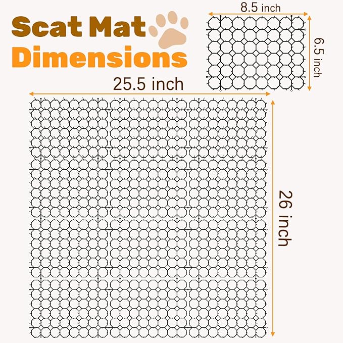 8.5 X 6.5 Inch Scat Mat for Cats with 6 Garden Staples & 6 Ties, 12 Pack Cat Deterrent Mat for Garden Fence & Animal Barrier