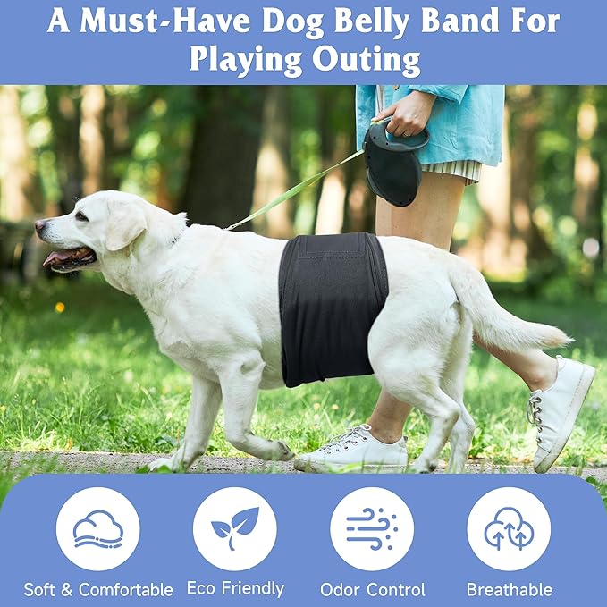 5 Pack Dog Diapers Male Reusable, Premium Belly Bands for Dogs, High Absorbing Male Dog Pee Wraps for Doggie in Incontinence or Excitable Urination and Training Gray S