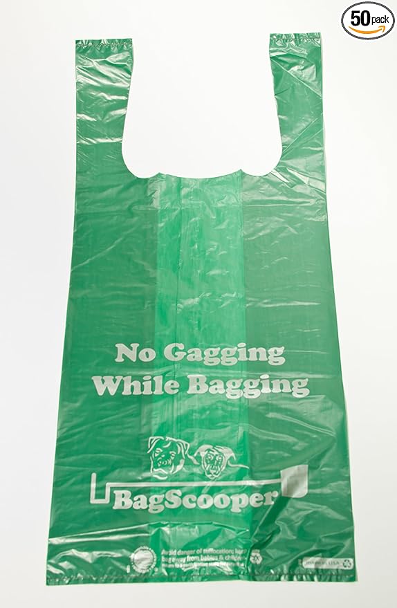 Large Dog Waste Bag Refill Pack, 50 Count with easy-tie long handles, unscented, custom fit for Bag Scooper pooper scooper
