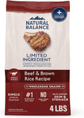 Natural Balance Limited Ingredient Adult Dry Dog Food with Healthy Grains, Beef & Brown Rice Recipe, 4 Pound (Pack of 1)