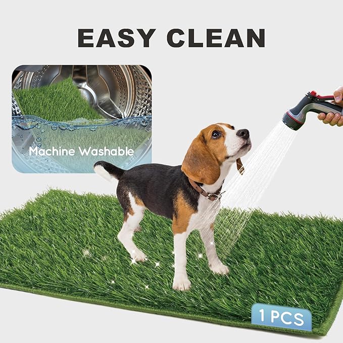 Dog Grass Pad with Tray Extra Large 45”×34” Ultra-Absorbent Artificial Grass Pad for Dogs Potty Grass Hemmed Edge for Indoor Potty Training, Reusable Dogs Pee Pads, Dog Litter Box Balcony