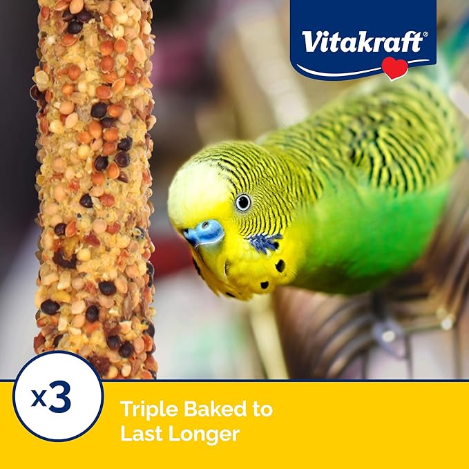 Vitakraft Crunch Sticks Parakeet Treat - Honey, Egg, and Apple- Pet Bird Treat Toy - Variety Pack, 2.5 oz