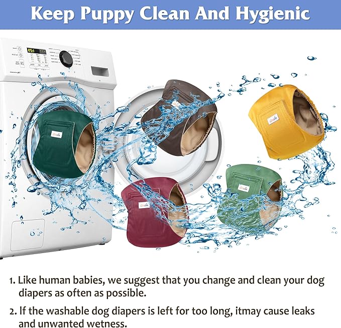 5 Pack Dog Diapers Male Reusable, Premium Belly Bands for Dogs, High Absorbing Male Dog Pee Wraps for Doggie in Incontinence or Excitable Urination Red XXL