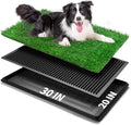 Indoor Dog Potty Grass with Tray Large, Reusable Dog Pee Grass Pad with Tray, Artificial Grass Turf for Puppy Potty Training, Outdoor Portable Pet Loo Toilet, 3-Layer System, 30" × 20"