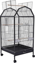Parakeet Bird Cage with Stand, 39.9-Inch Large Bird Cages with 4 Universal Wheels and 2 Feeding Cups, Finch Bird Pet Bird Flight Cages, 360° Full Hollow Bird Cage for Cockatiel Conure Macaw Budgie