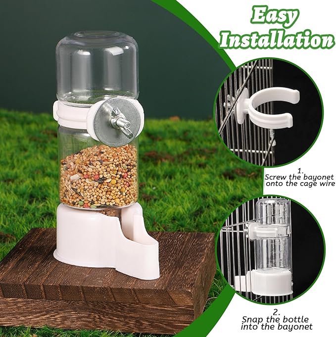 2 Pcs Bird Feeder Water Dispenser, Bird Feeder and Drinker Set, Automatic Parrot Feeders for Cage, Hanging Parrot Food Bowl, Birds Cage Accessories for Hamsters,Pigeons,Parrot