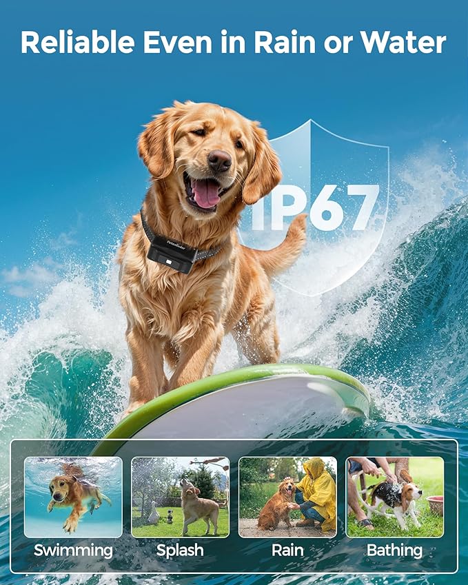 Dog Shock Collar, 4000FT Rechargeable Dog Training Collar with Remote IP67 Waterproof, Adjustable Beep/Vibration/Shock Modes, 5 Training Modes for All Breeds, Sizes (10-150lbs)