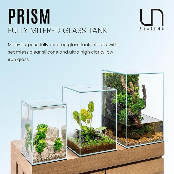 Ultum Nature Systems Prism Rimless Glass Aquarium - Cube Tank with Mitered Lid, Tall Nano Fish Tank for Home & Office - UNS Prism, 30TM