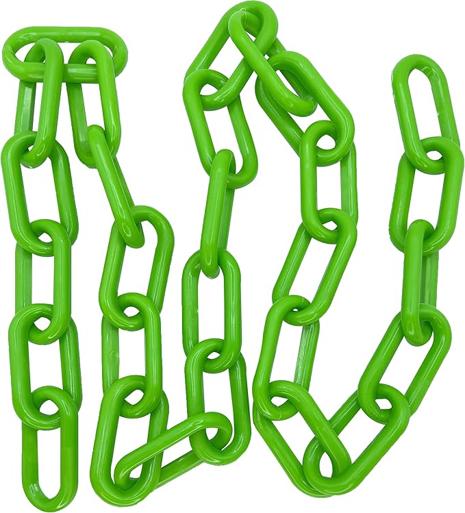 2002 5ft Big Green Plastic Chain - Big Colorful Plastic Chain, Large Chunky Links, Versatile in Uses, Great Fun for Medium to Large Size Pet Birds to Manipulate