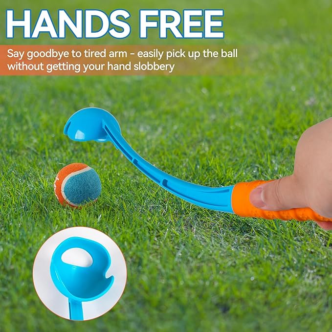ALL FOR PAWS 19.3“ Dog Ball Launcher, Balls Thrower with Ergonomic Handle, Dog Fetch Toy with Medium Ball(2.5"), for Dogs 20-60 Pounds