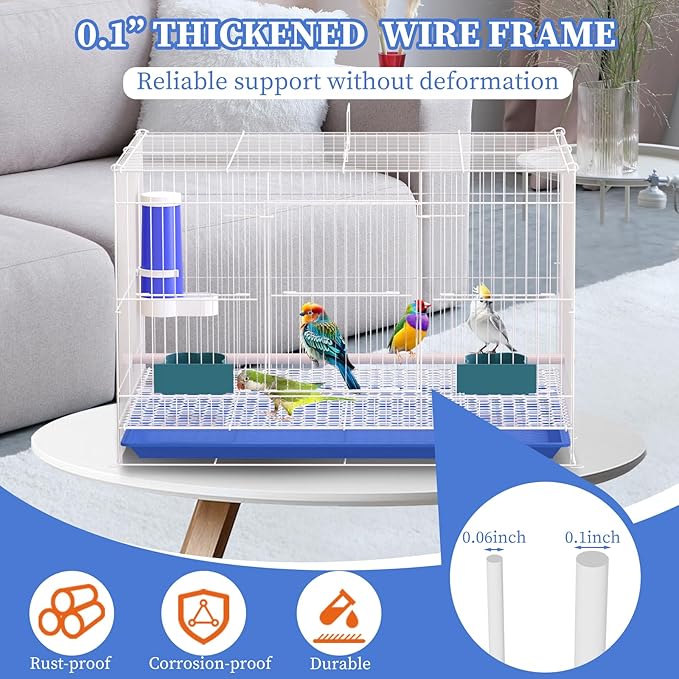 20" Stackable Flight Bird Cage, Designed for Parakeets & Multiple Bird Species, with Slide-Out Tray & Convenient Handle, for Cockatiels, Conures, Lovebirds, Canaries, & More, White Aviary（2PCS）