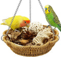 20Pcs Bird Foraging Toy Set with Hanging Basket, Natural Shredding & Chew Enrichment Toys for Parrots Cockatiels, Budgies, Parakeets, Cage or Floor Puzzle Foraging Toys for Mental Stimulation