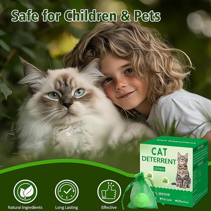 12 Pack Cat Deterrent Outdoor Indoor, Natural Deterrent for Yard, Keep Cat Away