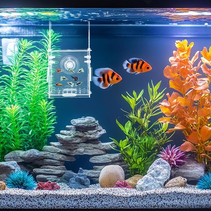 Breeder Box for Fish Tank, Fishes Separator for Aquarium, Acrylic Fish Isolation Tank, Hatchery Incubator with Suction Cups for Small Baby Fishes Shrimp Clownfish Guppy (3.9 * 3.9 * 3.9inch)