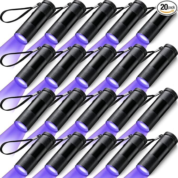 Hortsun Blacklight Flashlights Small UV Lights 395nm LED Portable Ultraviolet Light Detector Mini Flashlight Torch for House Dog Cat Pets Urine Stains Bed Bugs(20 Pcs)