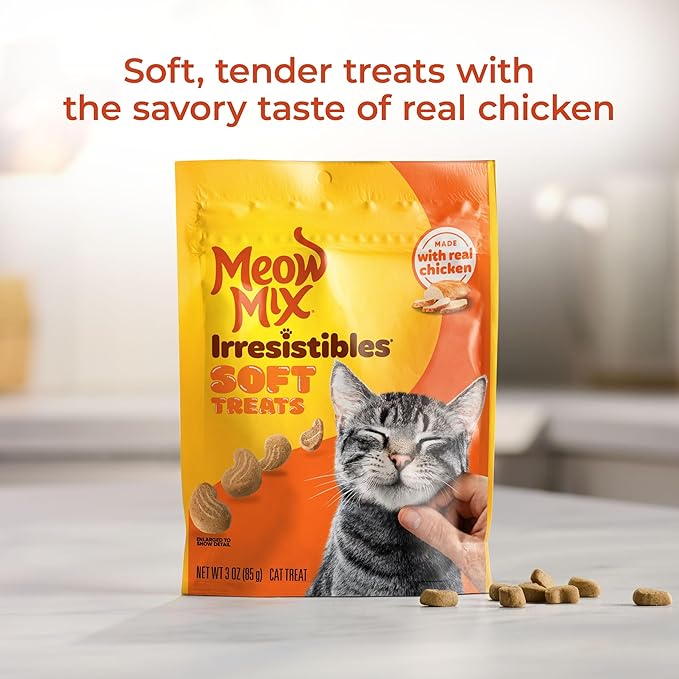 Meow Mix Irresistibles Soft Cat Treats,White Meat Chicken,3 Ounce,(Pack of 10)