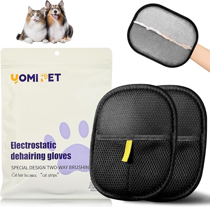 Hair Remover Glove,2026 Updated Cat and Dog Hair Removal Tool.Reusable Electrostatic Hair Removal Gloves.Suitable for Sofas,Bed Sheets,Clothing,Car Seats. (2)