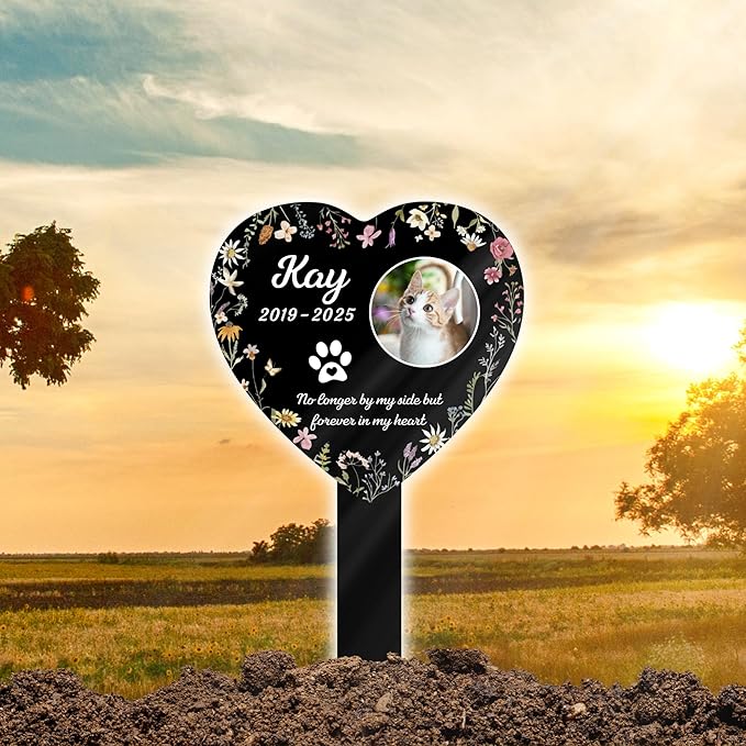 Pet Cemetery Cat Grave Marker | Personalized Outdoor Cat Headstone Engraved with Name & Lifespan Years | Custom Pet Memorial Stone for Garden or Yard