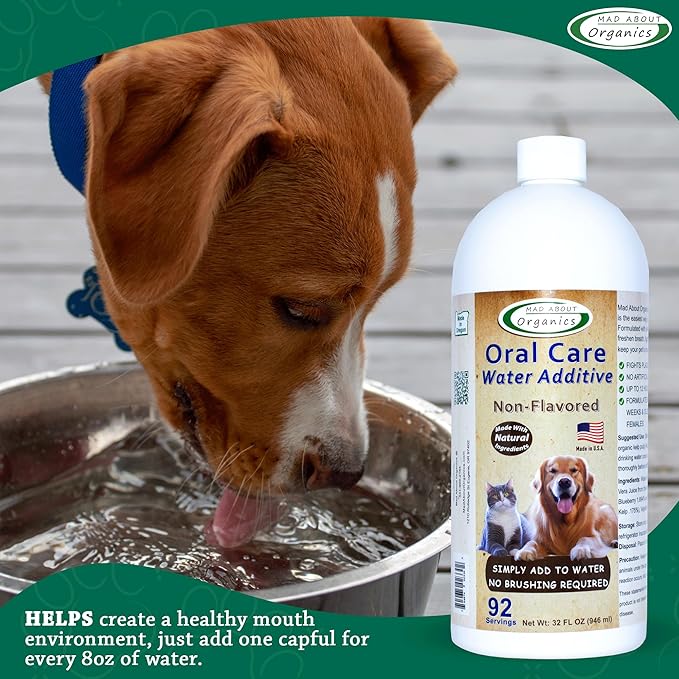 Oral Care Water Additive for Cats & Dogs – Gentle Dental Support – Reduces Breath Odors, Promotes Gum Health – No Brushing – Convenient for Daily Use, Non-Flavored, 32 FL oz