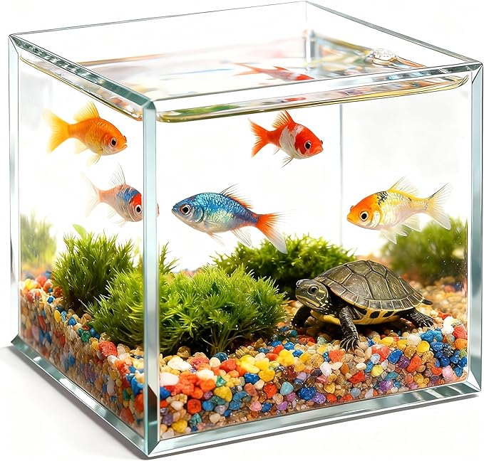 Small Glass Fish Tank, 5.9x4.3x5.1 Inch Rimless Aquarium, 0.7 Gallon Small quarium, Ultra Clear Glass Thickness 4mm (5.9x4.3x5.1)