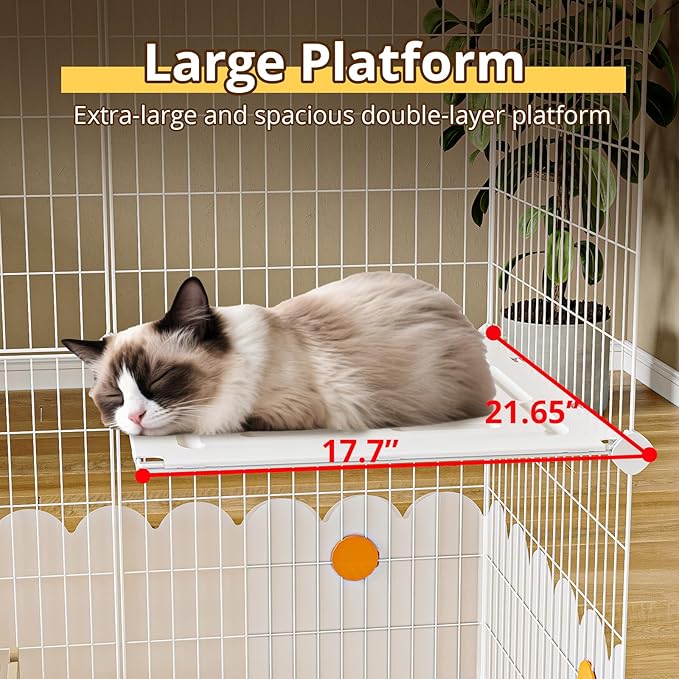 Oneluck Large Cat Cage Indoor On Wheels,35.5" L x 21.6" W x 62.2" H Cat Enclosure with Litter Box Ideal for 1-3 Cats,