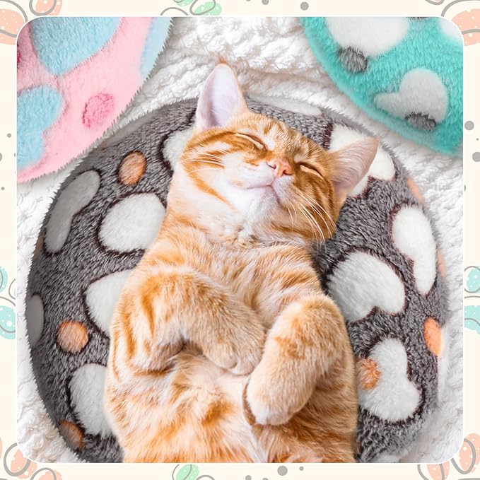 Sweetude 4 Pcs Pillows for Cats Puppy Bed Fluffy Pet Calming Soft Gifts Half Donut U Shaped Pet Neck Pillow Training Joint Relief Cervical Protection(Heart,Medium)