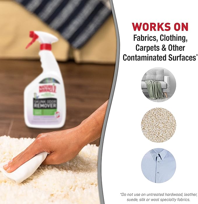 Nature’s Miracle Skunk Odor Remover with Lavender Scent, 32 Fluid Ounces, Removes Skunk Odors On Fabrics, Clothing, Carpets And Other Surfaces