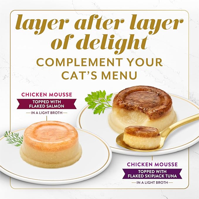 Purina Fancy Feast Layered Delights Chicken Mousse Topped with Flaked Skipjack Tuna Gourmet Wet Cat Treats - 1.96 oz. (Pack of 8)