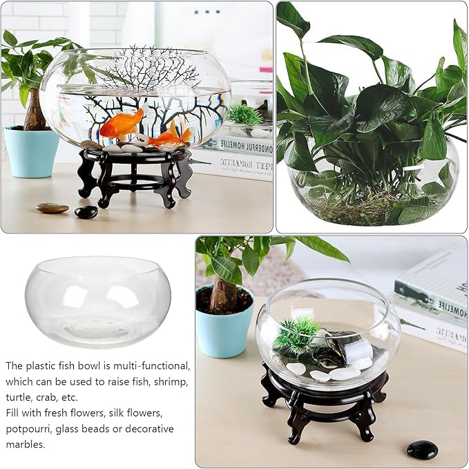 Glass Fish Bowl 25l Decorative Goldfish Bowl Hydroponic Plant Terrarium for Office Desk and Home Aquarium