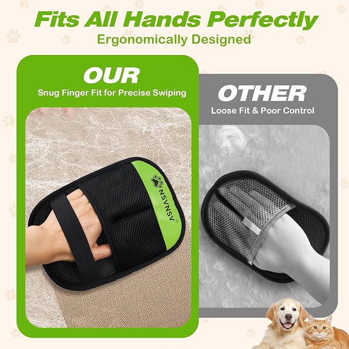 2PCS Pet Hair Remover Gloves, Versatile Grooming Gloves for Washing, Pet Gadgets, Magic Brush Pet Hair Removal Tool, Deshedding, Grooming, Ease of Cleaning, Green
