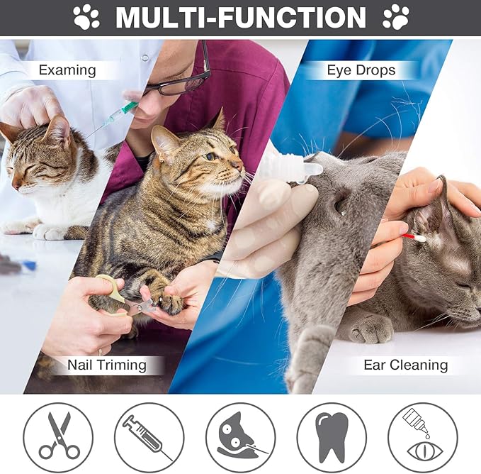 Cat Shower Net Bag Grooming Bathing Adjustable Washing Bag Multifunctional Cat Restraint Accessories Prevent Biting Scratching, Nail Trimming, Ears Clean, Keeping Calm(Grey)