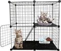 DIY Cat Cage,Pet Playpen Indoor, Detachable Metal Wire Small Animal Cages, 2-Tier Crate Large Exercise Place, Kitten Enclosures with 2 Door, 29.5 x 15.3 x 28.7 Inch, Black