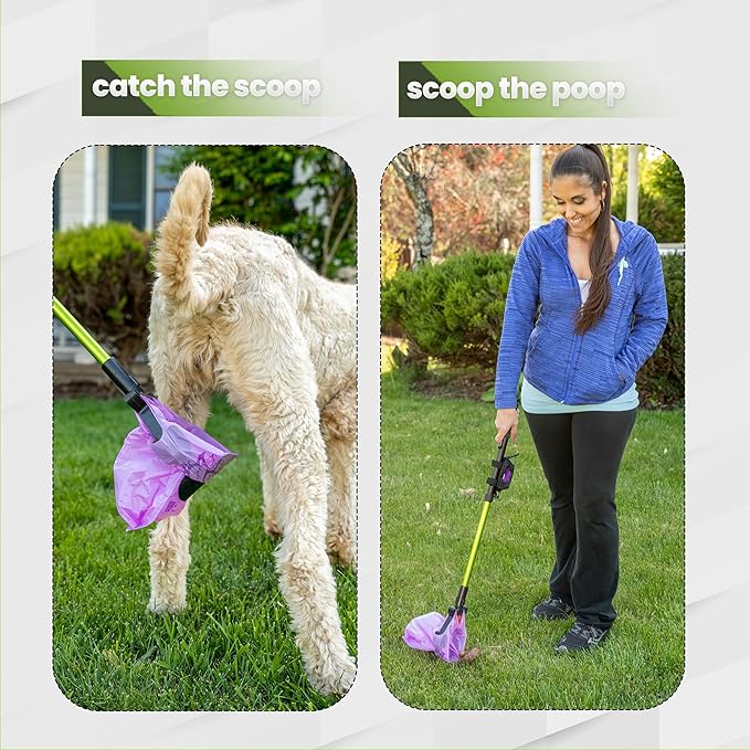 GoGo Stik, Catch-N-Go! Consumer Reports #1 Rated Ergonomic Scooper 2023-2026. Catch Poo on Walks. Alum Tele-Handle, Bag Pouch Dispenser, Wrist Strap. 10-Yr Wty.