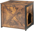 Dwanton Cat Litter Box Furniture Hidden, Cat Litter Box Enclosure, Reversible Entrance Can Be on Left or Right Side, Indoor Cabinet, Wooden Washroom, End Table, Nightstand, Rustic Brown, 23.6" L