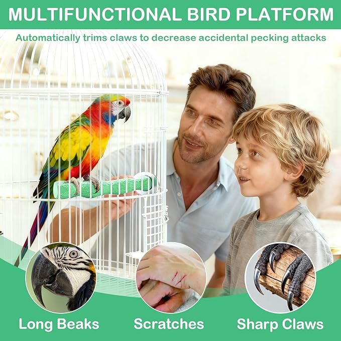Bird Beak Grinding Stone, Anti-Slip Parrot Nail Trimming Stick, Parrot Resin Beak Grinder, Washable Claw Trimmer Care Stand for Budgie, Conures, Parakeets Cage Accessories (2, Green, 5 inch)