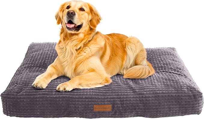 Modern Threads Ultra Plush Orthopedic Memory Foam Pillow Bed for Large Dogs with Supportive Filling and Stylish Textured Design, Charcoal, (48" L x 36" W x 6" Th)
