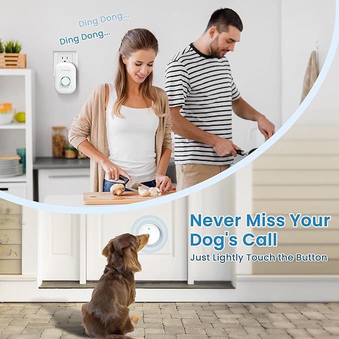 Dog Bells to Go Outside, Wireless Doggie Door Bell Operating at 1000 Feet with IP65 Waterproof Touch Button, 32 Melodies & 4 Notification Modes