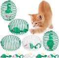 Jecery 5 Pcs Cat Spring Balls Toys Stretchable Rolling Balls Colorful Playful Coils Interactive Action Toy Caged Rats for Kitten Pet Supplies (Mouse,Green)
