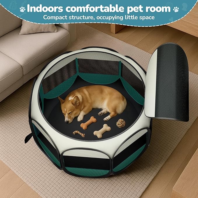 Foldable Puppy Playpen Indoor for Cat - Portable Cats Dogs Kennel Pop Up Cat Playpen for Small Pets Kitten Outdoor with Carrying Case