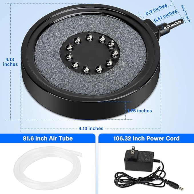 fishkeeper Aquarium Air Bubble Light, LED Fish Tank Bubbler Stone Disk with 11 Super Bright Lamp Beads, 16 Colors and 4 Modes Adjustable for Fish Tank Decoration Oxygenation