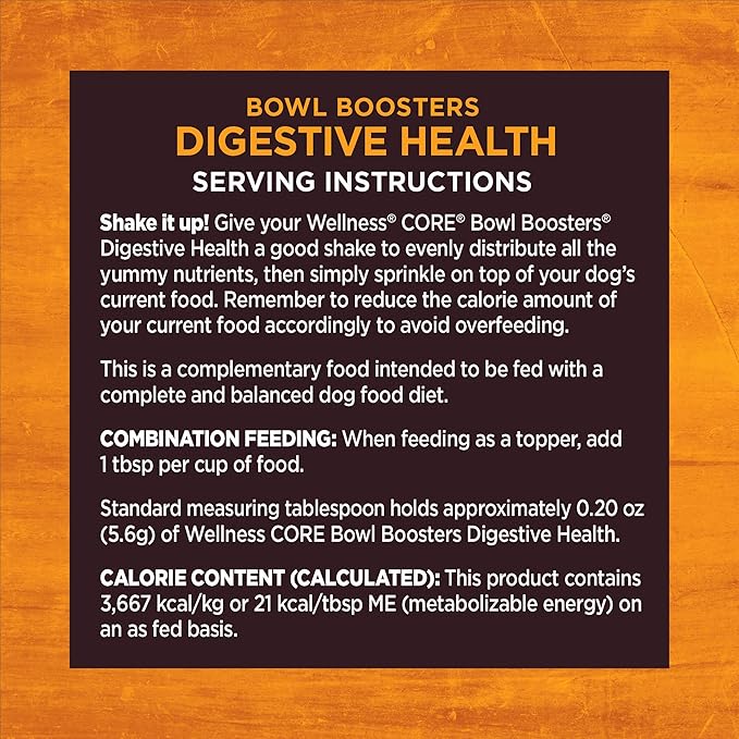 Wellness Bowl Boosters, Dog Food Topper for Small, Medium, & Large Breeds, Grain Free, Natural, Freeze Dried, Digestive Health Chicken, 4 Ounce Bag (Pack of 2)