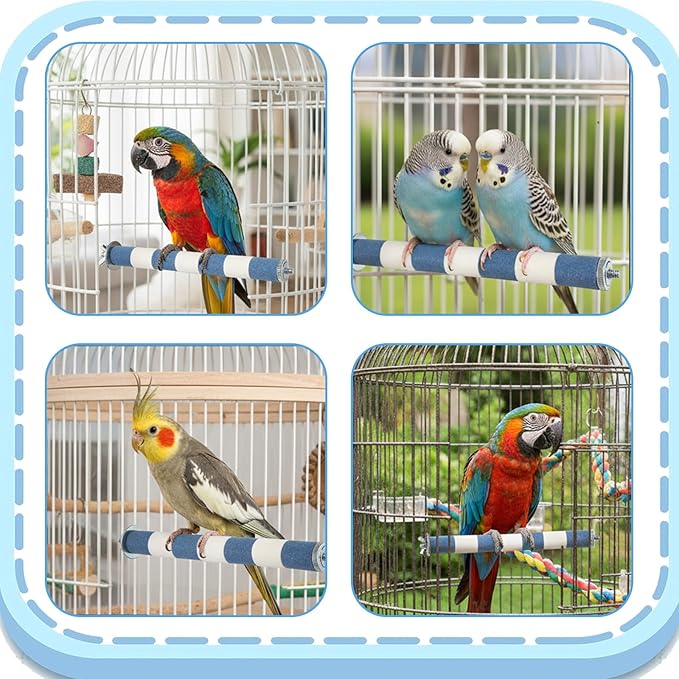 Parrot Perch Rough-Surfaced Bird Perch Stand Bird Cage Perches Stand Grinding Claw Sticks Birds Beak Grinding Stone Trimming Birds Perches for Cage Parrot Conure Budgie Toys Birdcage Accessories