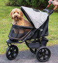 Pet Gear No-Zip AT3 Pet Stroller for Cats/Dogs, Zipperless Entry, Easy One-Hand Fold, Jogging Tires, Removable Liner, Cup Holder + Storage Basket, Sea Salt