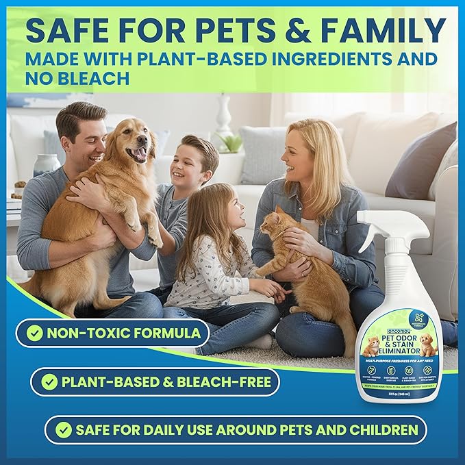 Enzyme Cleaner for Dog & Cat Urine, Pet Urine Odor Eliminator, Enzymatic Carpet Stain Remover for Home, Pet Odor Eliminator Cleaning Spray Kit, 32 Fl Oz + 4 Fl Oz