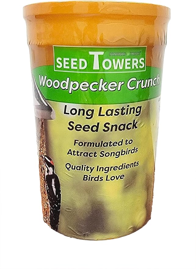 Wildlife Sciences Songbird Treats Seed Tower 2 Packs | Bundle of 2 | 1.5-2 lb Seed Log Towers for Wild Birds (Woodpecker Crunch)